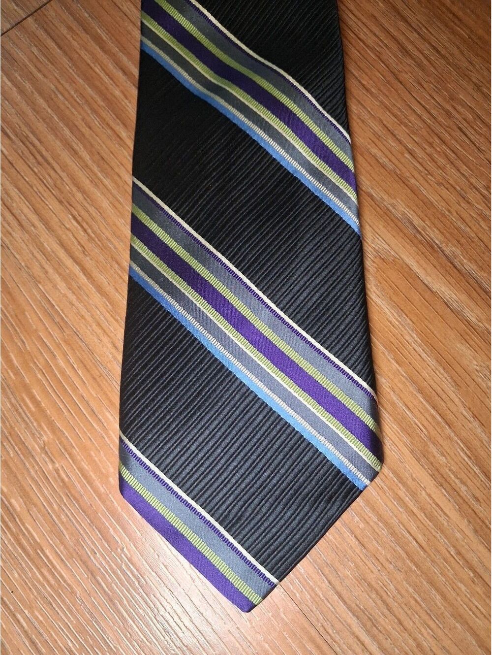 Robert Talbott Carmel Silk Tie Black Striped Handmade in USA